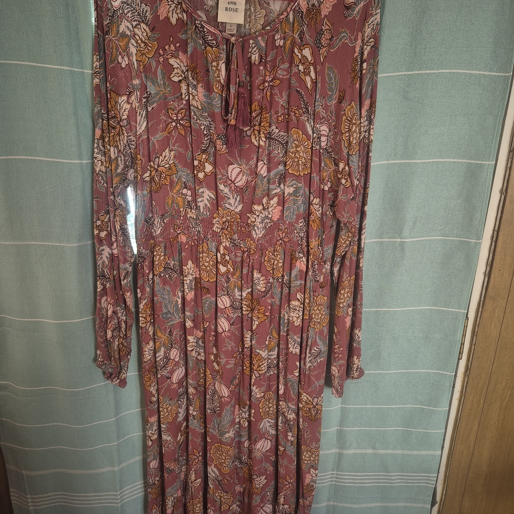 Knox Rose Long Sleeve Maxi Dress in Pink, Blue and Yellow Floral